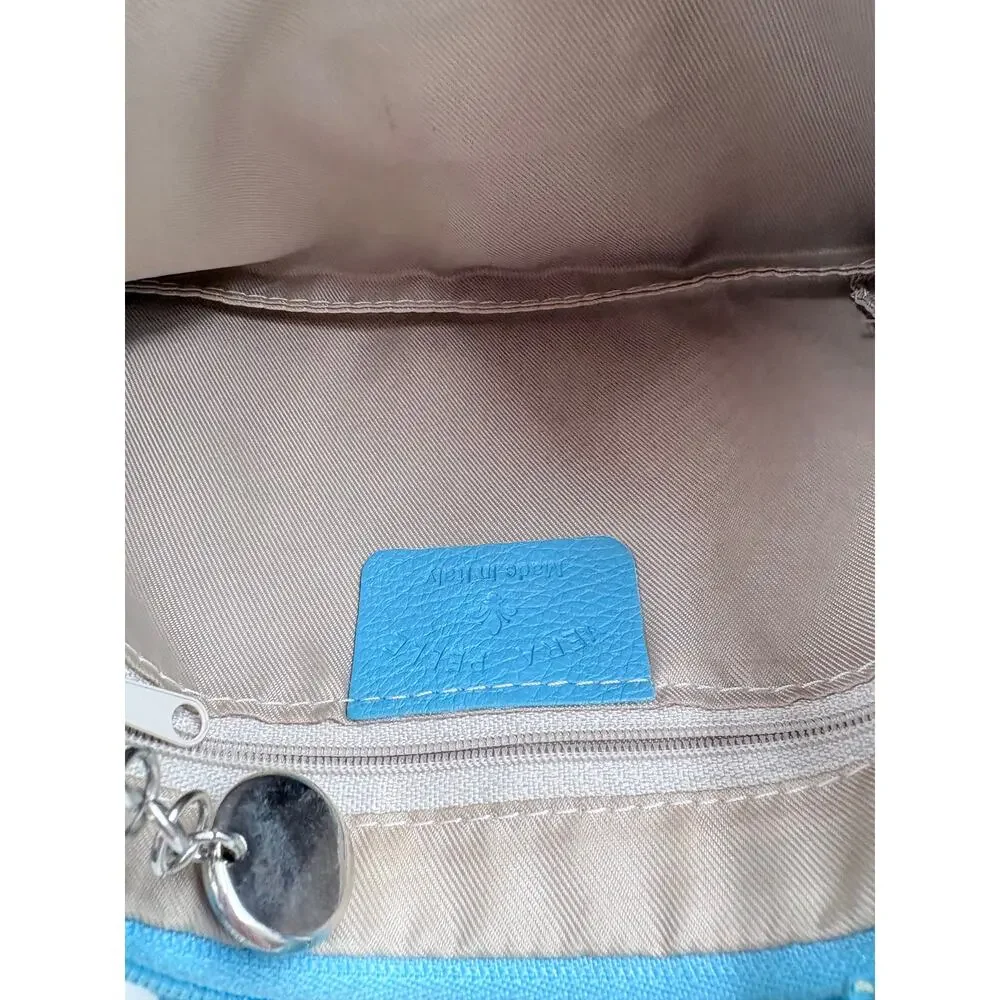 Vera Pelle Italian Baby Blue Crossbody purse